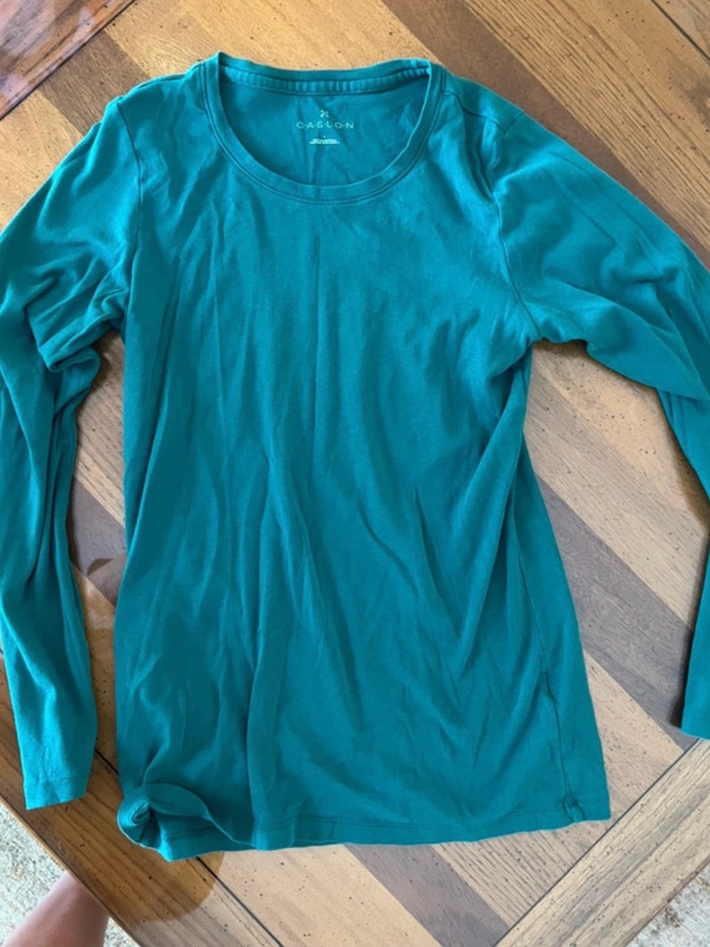 Caslon Teal Long Sleeve Scoop Neck Tee Large